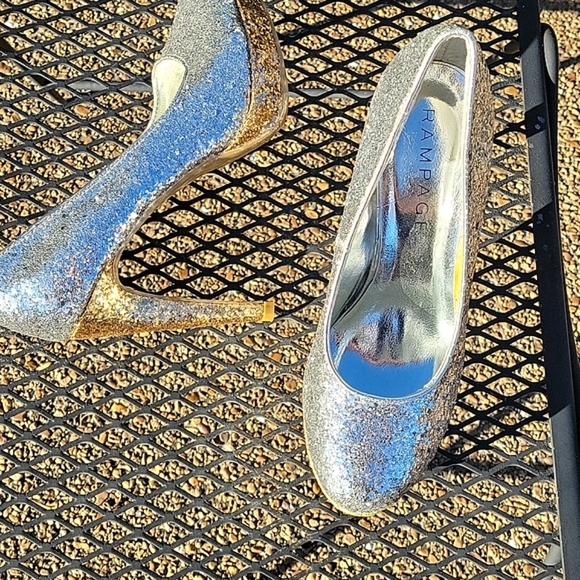 NEW Y2K Rampage Sparkly Glitter Silver & Gold Platform Stiletto Heels - Picture 15 of 17